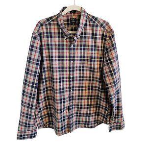J. Crew Men Size XL Plaid Slim Untucked Fit Flex Washed Retro Re-imagined Casual